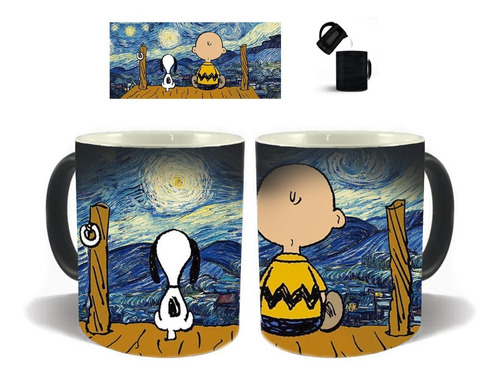 Taza Magica 11oz Van Gogh Snoopy Y Charlie