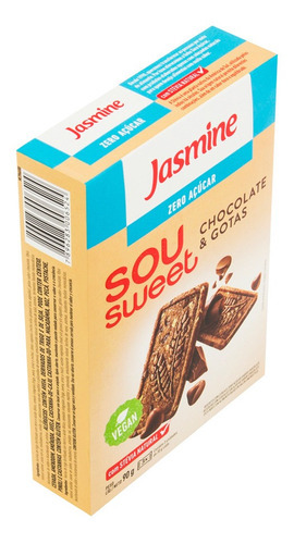 Kit 6 Biscoito Cereais Chocolate Zero Açúcar Jasmine 90g