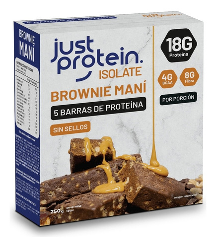 Barras D3 Proteína Just Protein Brownie Maní 5 Unidades