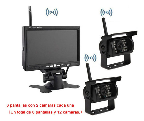6 Pcs Monitor Inalámbrico Del Camión De 7 Pulgadas 2 Camera