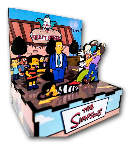 Diorama 3d Madera Los Simpsons Homero Krusty + Regalo