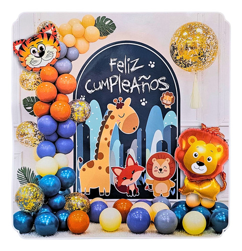 Kit Globos Para Decoración,tema Animales De La Selva Okidoki