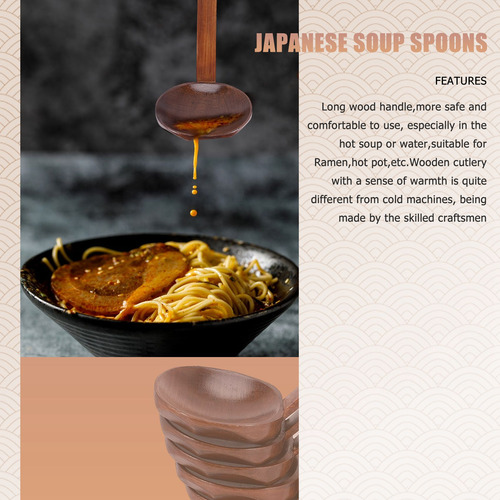 Cuchara De Sopa Japonesa De Madera Hecha A Mano Para Ramen D