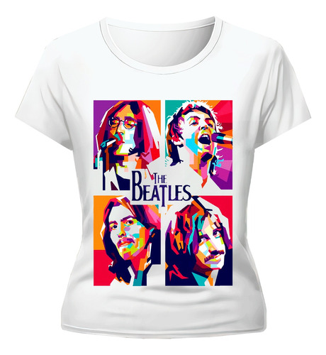 Remera The Beatles Multicolor Diseño Exclusivo Dama