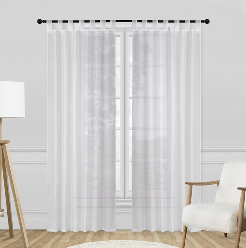 Cortinas Voile Blancas Lisas Con 2 Paños Haussman Oferta