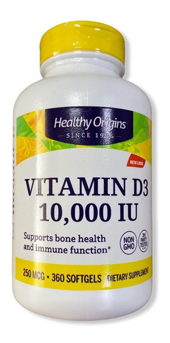Vitamina D3 10.000 Iu Health Origins Melhor Eua 360 Softgel