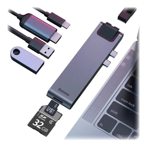 Hub Adaptador Usb-c Macbook Pro/air 7en1 Hdmi 4k 