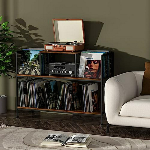 Mesa De Tocadiscos Vintage Con Almacenamiento Para 350 Vinil