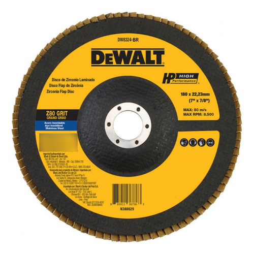 Disco Flap 180 X 22,23mm Gr80 Dewalt Dw8324p