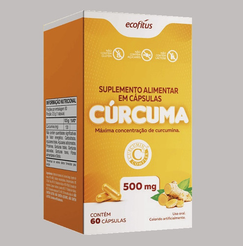 Suplemento Alimentar Curcuma 500mg C/ 60 Capsulas - Ecofitus