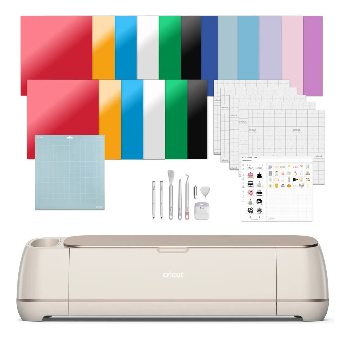 Cricut Kit Maker 4 Plotter de Recorte, cor Pérola. Inclui materiais para 100 Projetos, Bivolt