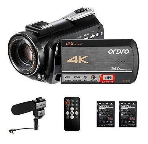 Ordro Camara Video Ac Zoom Optico Ultra Hd Fps '' Ips Wifi N
