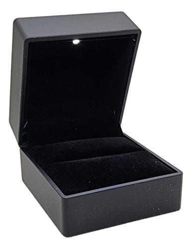 Caja Estuche Para Anillo Con Luz Led Color Negro