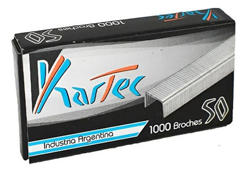 50 Caja Broches Para Abrochadora No 50 X 1000 Ganchos Kartec Color Metal