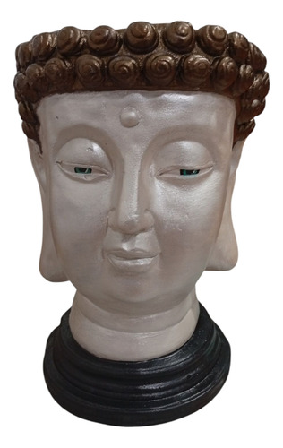 Cabeza De Buda Decorativa, Para Maceta, Lámpara De Sal Blanco Perla Y Oro Negro