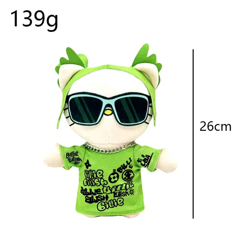 Peluche Edicion Especial Billie Eilish Hello Kitty 26cm Color Verde