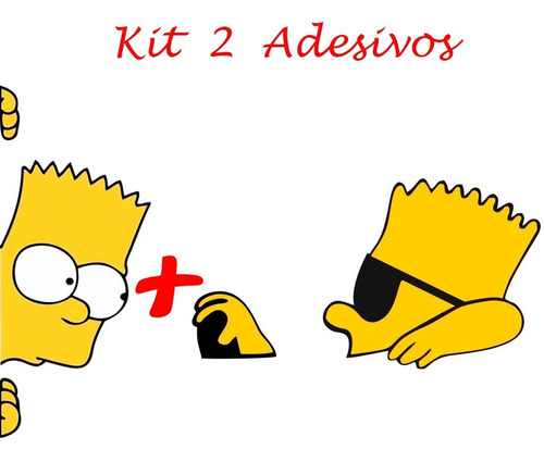 Kit 2 Adesivos - Bart Simpson Dirigindo E Carona Automotivo