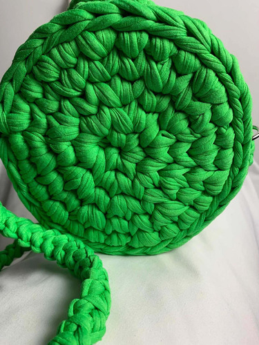 Bolsa De Crochê Verde Folha Com Estrutura Forrada
