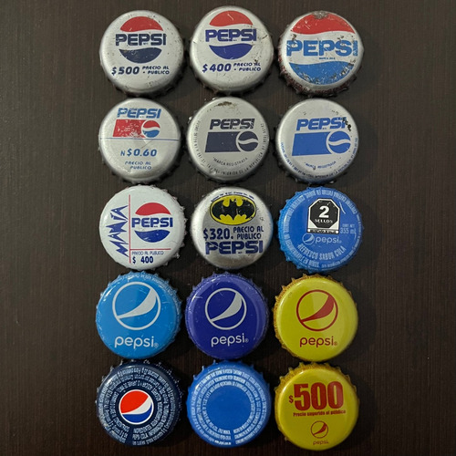 Set 15 Corcholatas De Refresco Pepsi México Años 80´s A 2000