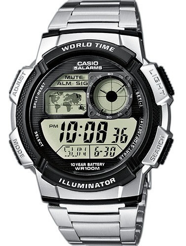 Casio World Time 5 Alarmas Chrono Timer Wr100mts