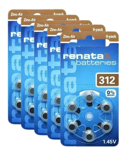 Kit 30 Pilas Para Audifono Renata Pr312 (30 Pilas)