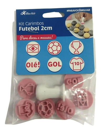 Kit 6 Carimbos Brigadeiro Bola Gol Futebol Copa Do Mundo 2cm