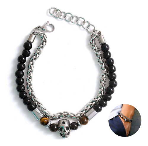 Pulsera De Acero Inoxidable Con Dijes Para Hombres