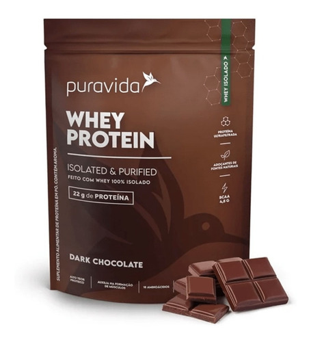 Whey Protein Isolado Puro Natural Chocolate 450g Puravida