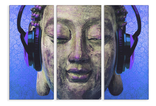 Set De 3 Cuadros Buda Fondo Azul 90x130cm