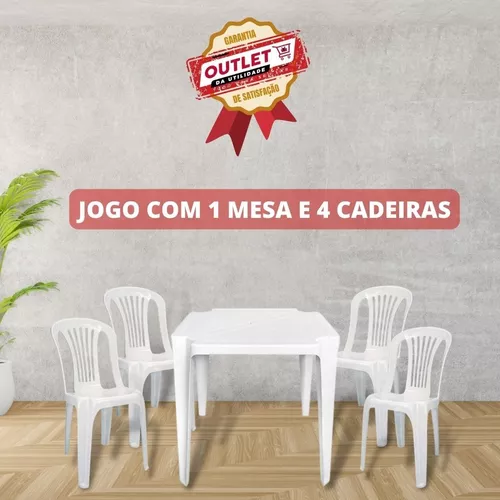 4 Jogos Mesa de Plástico Quadrada Branca Poltrona Plástica 4 cadeiras -  Extra Máquinas - Equipamentos Para Restaurantes, Lanchonete, Padaria e  Bares.