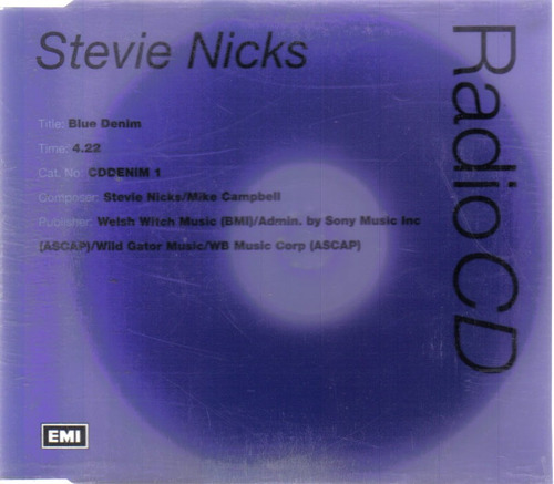 Stevie Nicks Radio Cd - Blue Denim - Cd Maxi Imp Uk  1 Tra 