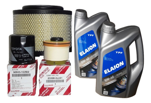 Kit Filtros + Aceite Elaion 10w40 Toyota Hilux/sw4 Año 2015