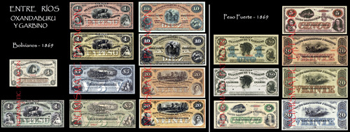 Colección Completa Billetes Oxandaburu Y Garbino 1869