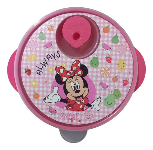 Prato Com Divisões E Tampa Microondas Disney Baby Minnie