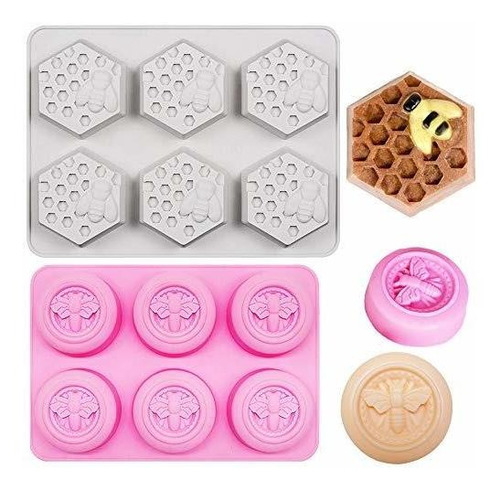 Juego Para Hornear - Set Of 2 Bee Honeycomb Soap Molds, 3d H