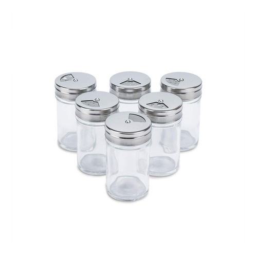 6 Especieros Frascos A Rosca Vidrio Cocina Especias Set