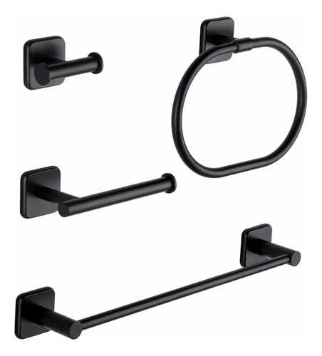 Set De Accesorios Color Negro Excelente Calidad 4 Pzs A/inox