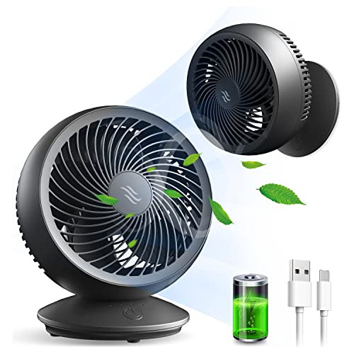 Usb Desk Fan, 9  Portable Oscillation Fan, Rechargeable...