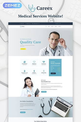 Careex - Theme Wordpress Para Médico De Familia 