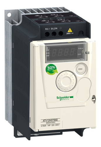Variador 1fase 240v 0,55kw 0,75hp 2,5a Schneider Atv12h055m2