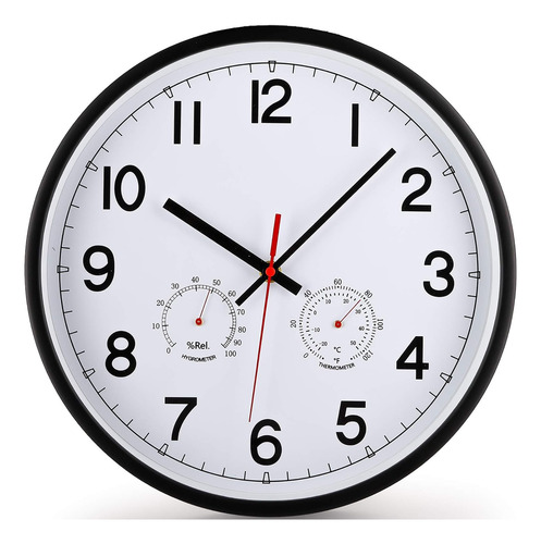 Reloj De Pared 12 Temperatura Humedad Silencioso