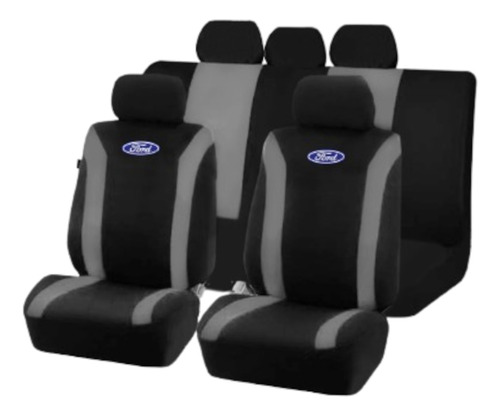 Funda Cubreasiento Tela Negro Gris Bordado Logo Ford