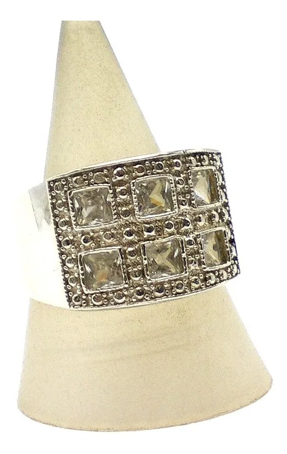 Anillo De Plata 925 Y Zafiros Blancos Prince