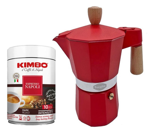 Pack Café Kimbo Napoli Molido 250 Gr + Cafetera Moka 6 Tazas