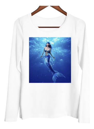 Remera Mujer Ml Sirena Mar Oceano Azul Mitologia Agua