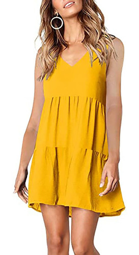 Vestido Verano Para Dama Casual Tank Dress Solido Cuello