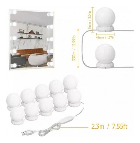 Luces De Espejo Led Regulables Con 10 Focos Led
