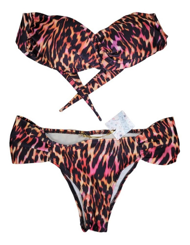 Bikini Vedetina Straples Taza Desmontable Animal Print 