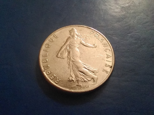 Moneda De 1/2 Franco Francés Del Año 1974 La Sembradora