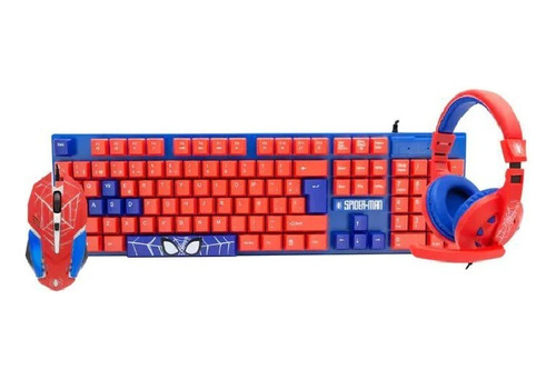 Kit Gamer Marvel Spiderman 3 En 1 Teclado Mouse Audífonos